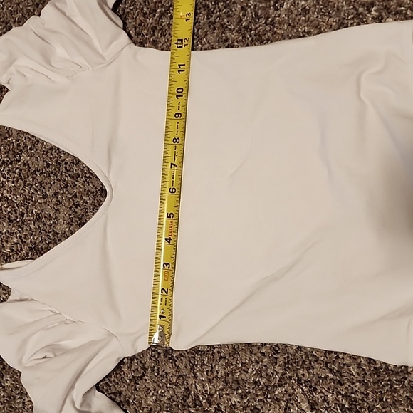 White Ruffled Puff Sleeve Bodysuit - Picture 3 of 4